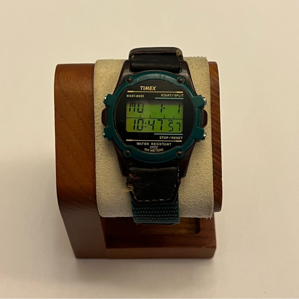 VINTAGE TIMEX EXPEDITION INDIGLO ACTION ALARM CHRONOGRAPH‎ GREEN/BROWN WATCH